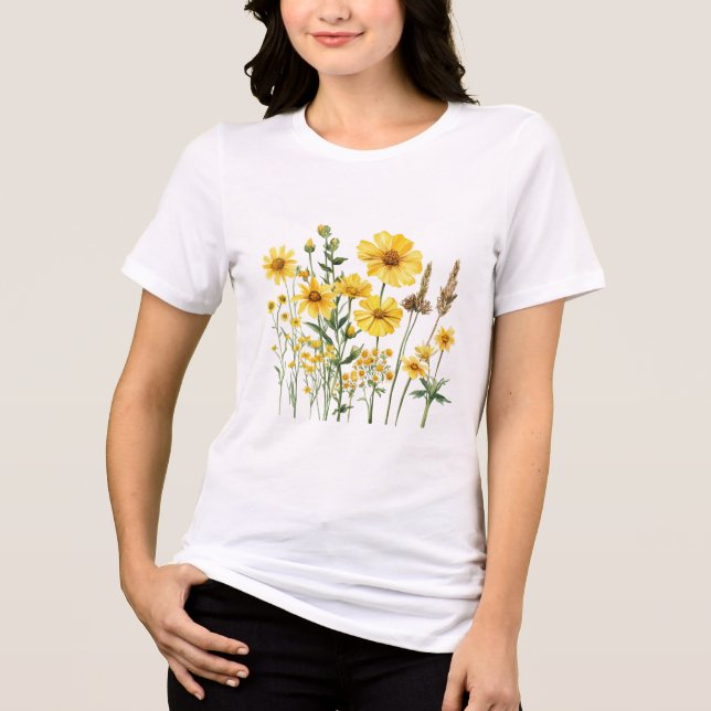 Camiseta Gráfico Botânico de Flor Silvestre  (Frente)