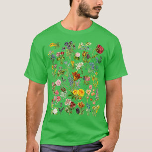 Camiseta Gráfico Botânico Floral da Flor Vintage