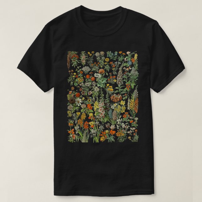 Camiseta Gráfico Botânico Floral Inspirado na Vintage (Frente do Design)