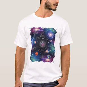 Camiseta Gráfico Celestial & Zodiac Cósmico e Astrológico