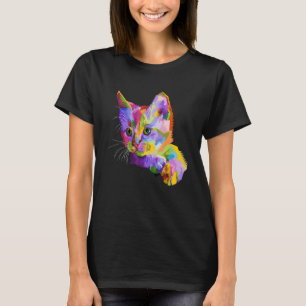 Camiseta Gráfico Colorido de Gatos