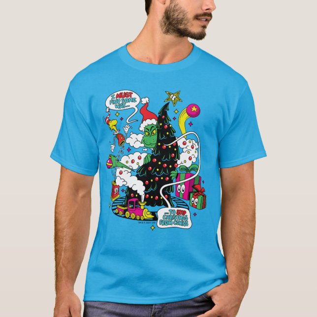 Camiseta Gráfico Colorido de Natal do Grinch (Frente)