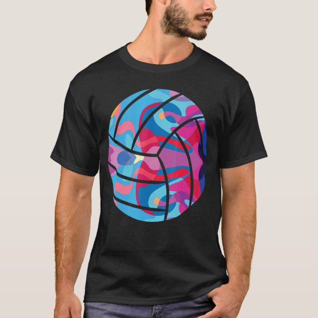 Camiseta Gráfico Colorido de Voleibol (Frente)