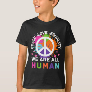 Camiseta Gráfico Colorido Todos Somos Um Amor De Paz Humano