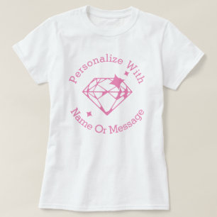 Camiseta Gráfico cor-de-rosa PERSONALIZADO do diamante
