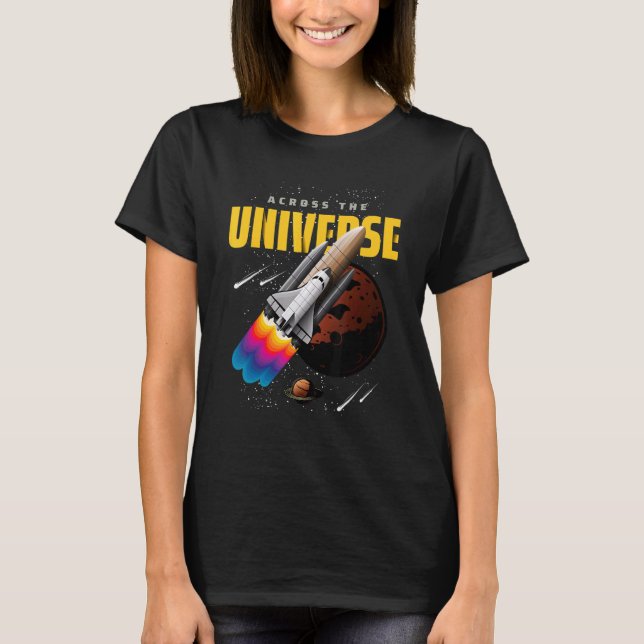 Camiseta Gráfico D da Ilustração do Shuttle Espacial do Uni (Frente)