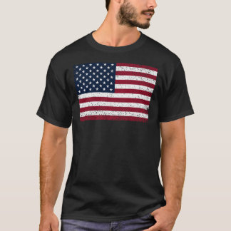 Camiseta Gráfico da Bandeira Americana EUA Distressed Vinta