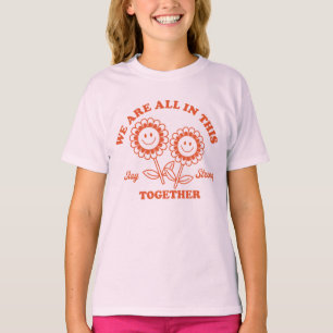 Camiseta Gráfico da Flor Retro Feliz