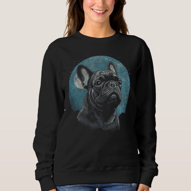 Camiseta Gráfico Da Lua Cheia Para Bulldog Francês (Frente)