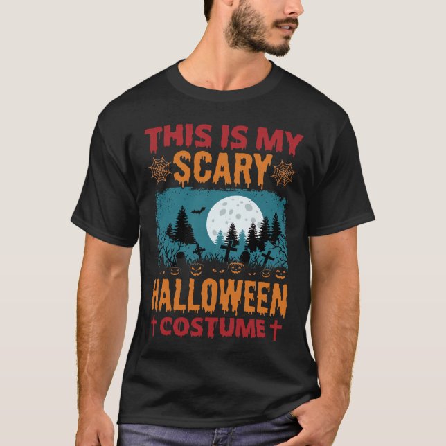Camiseta Gráfico da Lua do Cemitério de Fantasias Assustado (Frente)
