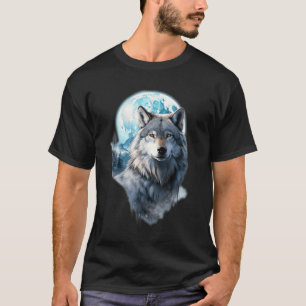 Camiseta Gráfico da Lua do Lobo Uivando, Sob a Noite de Lua