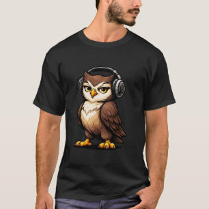 Camiseta Gráfico da Mascote DJ Coruja Legal