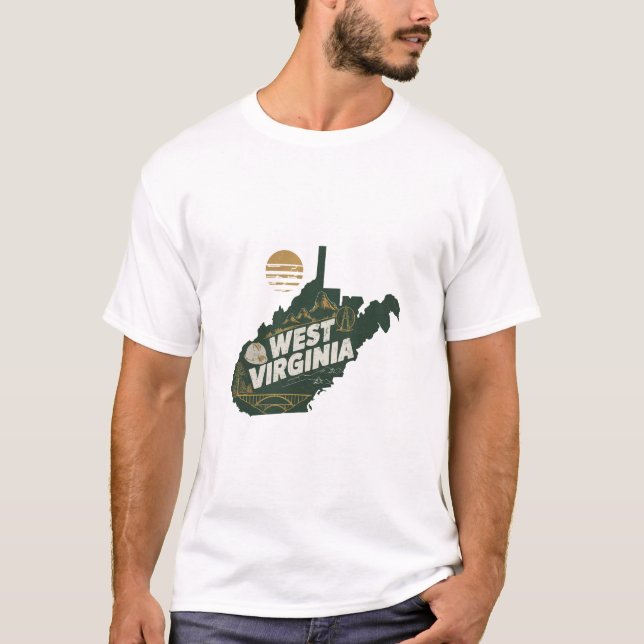 Camiseta Gráfico da Virgínia Ocidental Viagem Icônica Ocide (Frente)