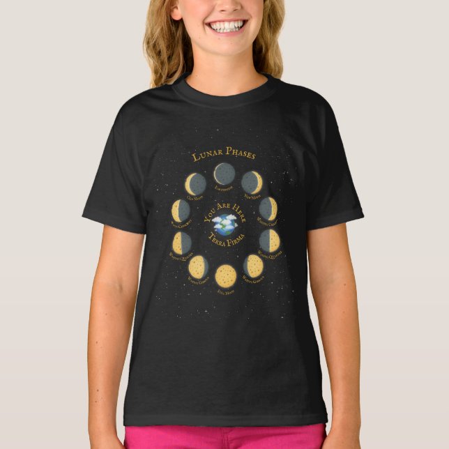 Camiseta Gráfico das Fases Lunares Queirosas (Frente)