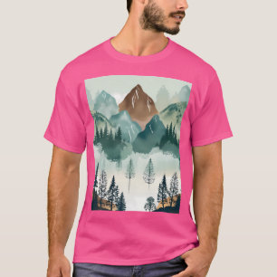 Camiseta Gráfico das Montanhas do Enfumaçado de Aquarela