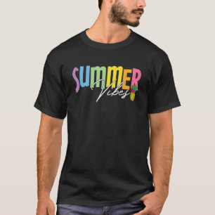 Camiseta Gráfico de Abacaxi das Víbias de Verão Coloridas