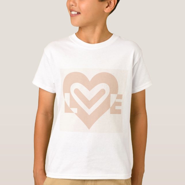 Camiseta Gráfico de Amor Bonito em bege (Frente)