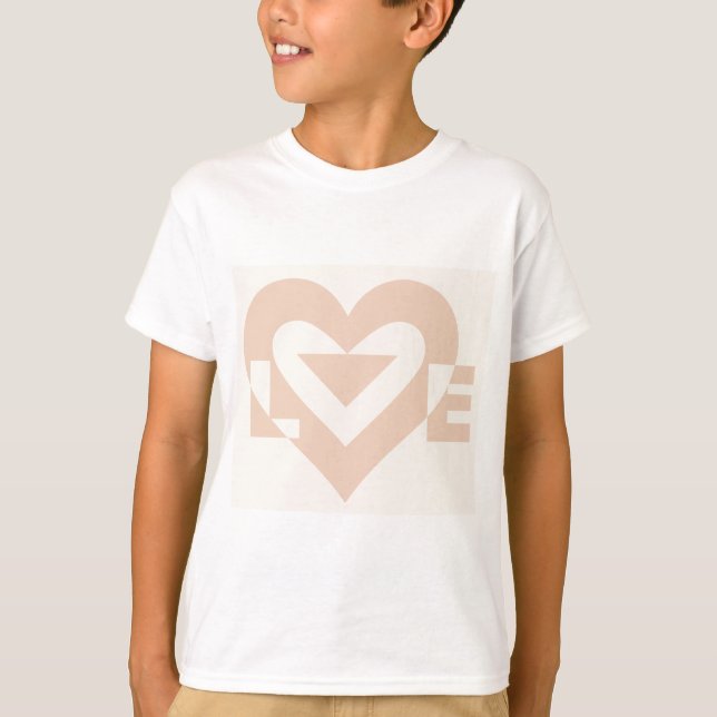 Camiseta Gráfico de Amor Fofo, Bege Creme (Frente)