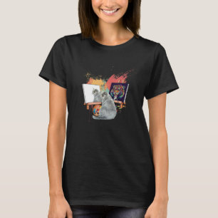 Camiseta Gráfico de Animais Artísticos de Pintura de Gato