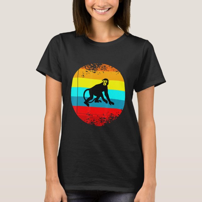Camiseta Gráfico De Animais De Fazenda Retro Com Macaco Vin (Frente)