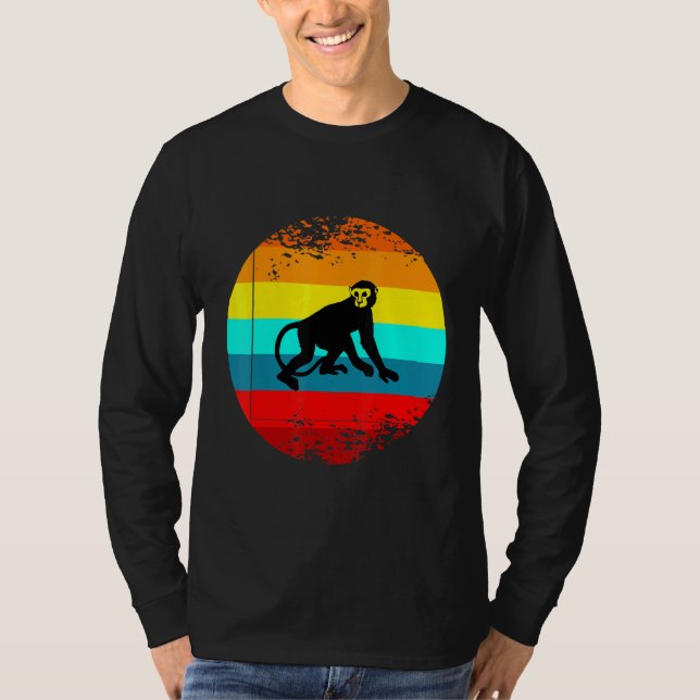 Camiseta Gráfico De Animais De Fazenda Retro Com Macaco Vin (Frente)