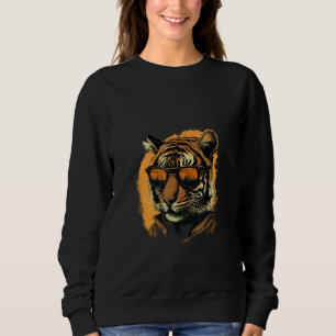 Camiseta Gráfico de Animais Tigre Usando Óculos de Sol 3