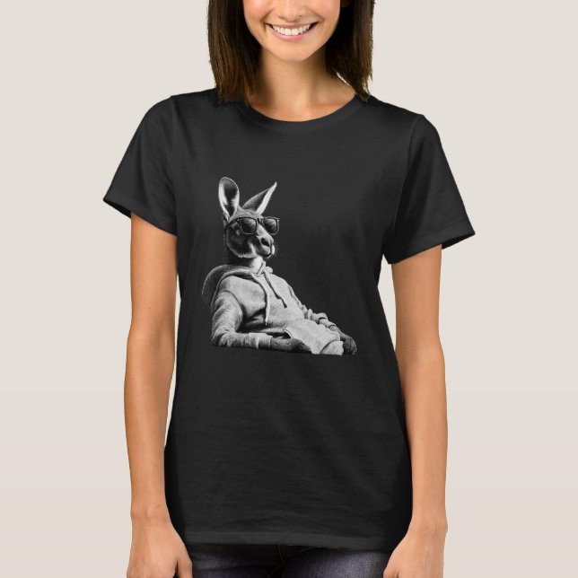 Camiseta Gráfico de Animais Wallaby com Motivo de Vida Selv (Frente)