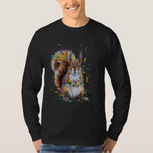Camiseta Gráfico de Arte Esquilo de Tinta Colorida