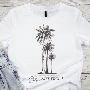 Camiseta Gráfico de Árvore de Coco Preto e Branco da Vintag