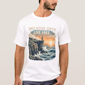Camiseta Gráfico de Aventura na Falésia do Oceano Respirar