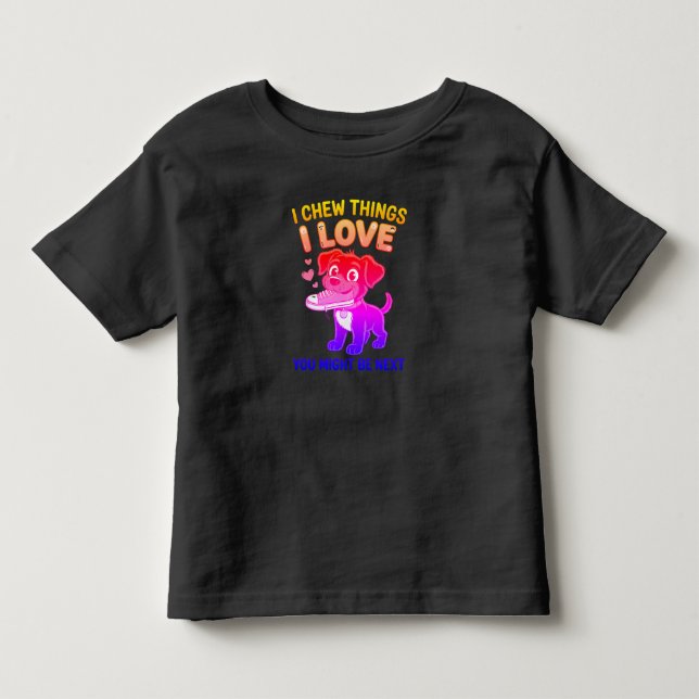 Camiseta Gráfico de Aviso de Brinquedo de Cachorro Divertid (Frente)