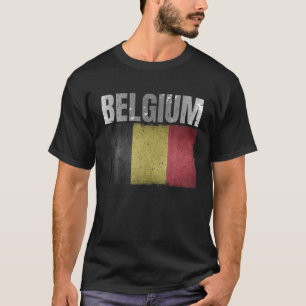 Camiseta Gráfico De Bandeira Da Bélgica Com Distância Pa