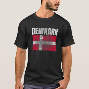 Camiseta Gráfico De Bandeira Da Dinamarca Com Distância Par