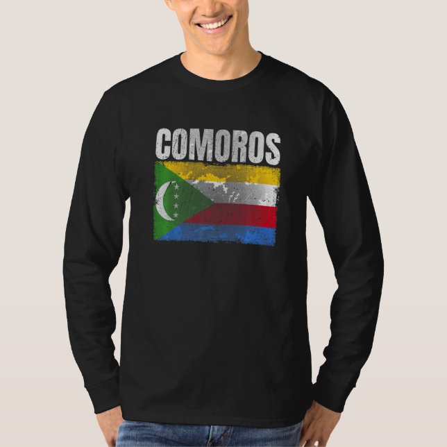 Camiseta Gráfico De Bandeira Das Comores Em Descanso Para H (Frente)