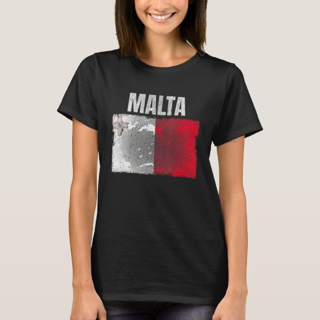Camiseta Gráfico De Bandeira De Malta Distante Para Homens  (Frente)