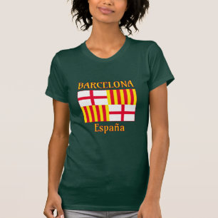 Camiseta Gráfico de Barcelona Amarelo Branco Sinalizador