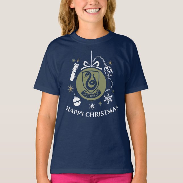 Camiseta Gráfico de bolhas de Natal do SLYTHERIN™ (Frente)