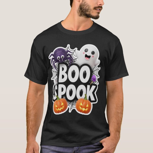 Camiseta Gráfico de BOO SPOOK de Halloween fofo com fantasm (Frente)