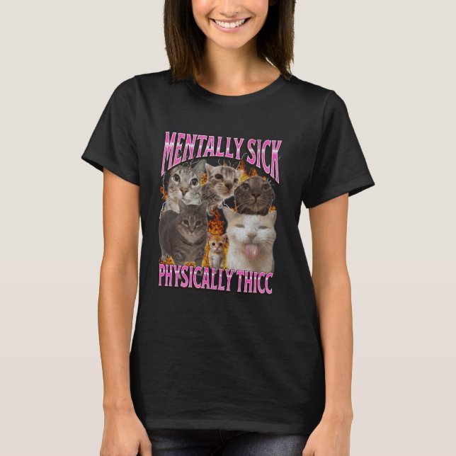 Camiseta Gráfico de Bootleg de Meme de Gato Engraçado Fisic (Frente)
