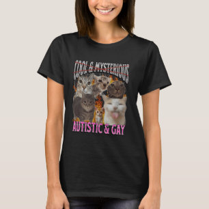 Camiseta Gráfico de Bootleg de Memória Gato Autista e Engra
