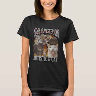 Camiseta Gráfico de Bootleg de Memória Gato Autista e Engra