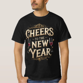 Camiseta Gráfico de Brinde ao Ano Novo