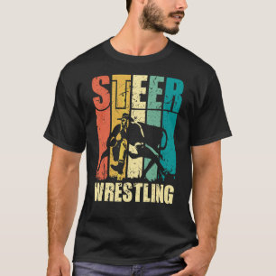 Camiseta Gráfico de Bulldogging do Retrovisor com Luta Stee