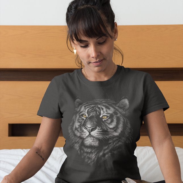 Camiseta Gráfico de Cabeça de Tigre Artístico (Criador carregado)