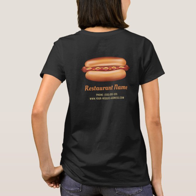 Camiseta Gráfico de Cachorros Quentes Restaurante de Comida (Verso)