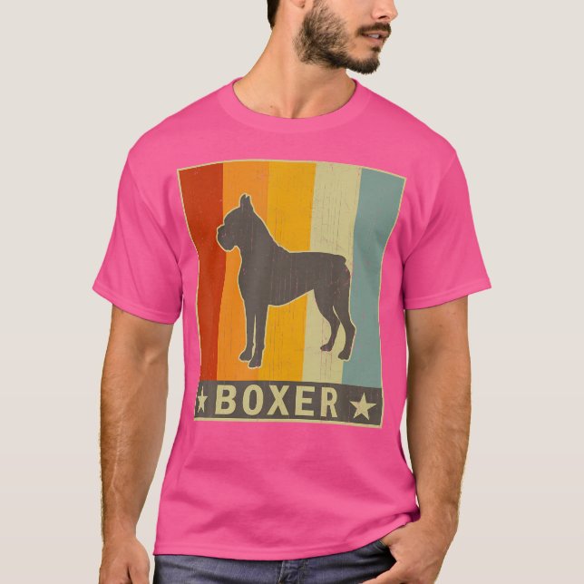 Camiseta Gráfico De Cachorros Retro-Boxer Com Distância Par (Frente)