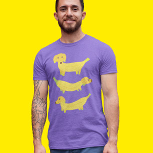 Camiseta Gráfico de Cães de Banana Amarelo-Bonitos