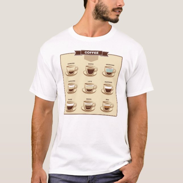 Camiseta Gráfico de Café Visual Retroativo (Frente)