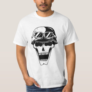 Camiseta Gráfico de Capacete de Caveira em Negrito 