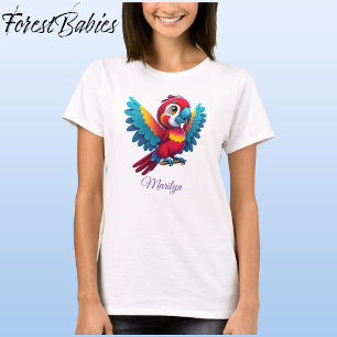 Camiseta 🦜 Gráfico de Cartoons de Aves Cudas de Papagaio C